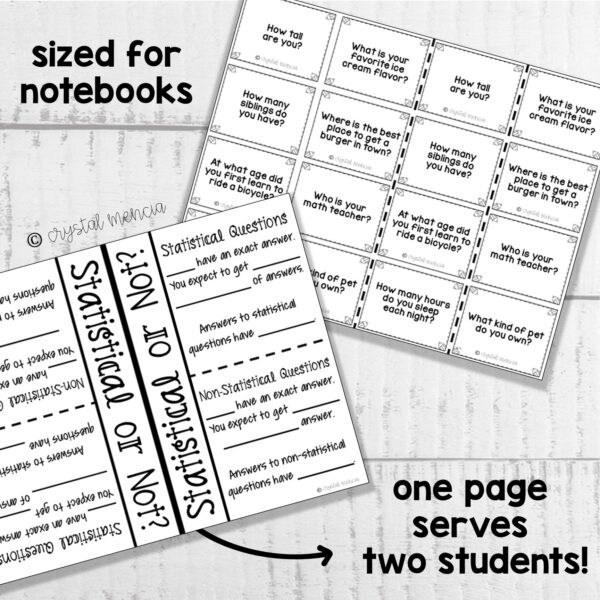Recognizing Statistical Questions Interactive Notebook Activities (6SP1) - Image 2