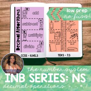 Decimal Operations Using Standard Algorithms Interactive Notebook Activities (6NS3)