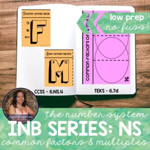 Common Factors and Multiples Interactive Notebook Activities (6NS4)
