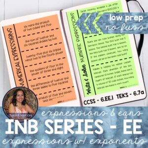 Numerical Expressions with Exponents Interactive Notebook (6EE1)