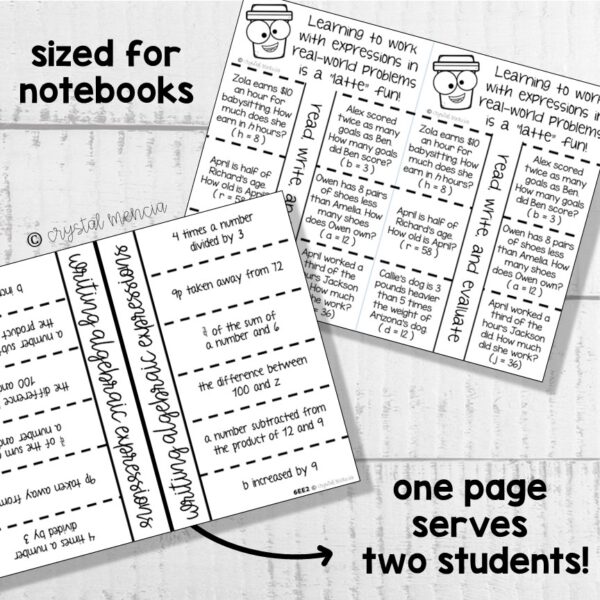 Read, Write, & Evaluate Algebraic Expressions INB (6EE2) - Image 2