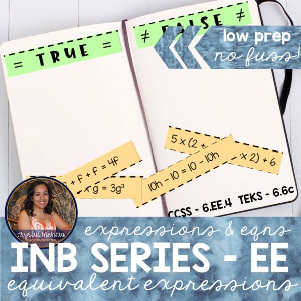 Identify Equivalent Expressions Interactive Notebook Activities (6EE4)