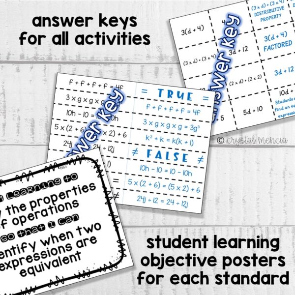 Identify Equivalent Expressions Interactive Notebook Activities (6EE4) - Image 3