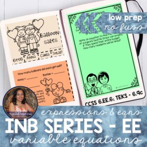 Variables in Equations & Inequalities Interactive Notebook Activities (6EE6)