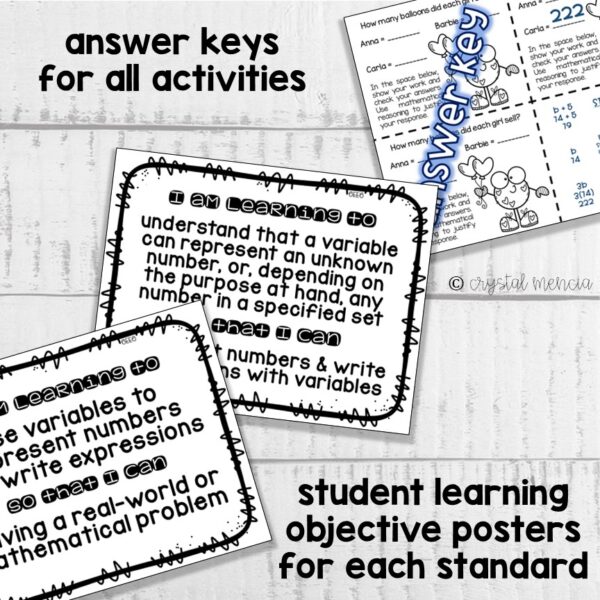 Variables in Equations & Inequalities Interactive Notebook Activities (6EE6) - Image 3