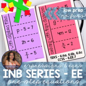 Solving One Step Equations Interactive Notebook Activities (6EE7)