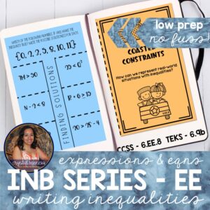 Writing Inequalities Interactive Notebook Activities (6EE8)