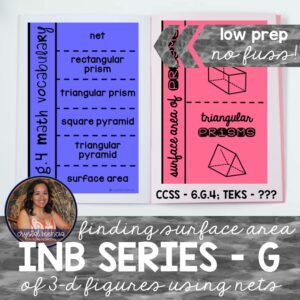 Surface Area of 3-D Figures Using Nets Interactive Notebook Activities (6G4)