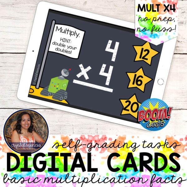 Basic Multiplication Fast Facts x4 Boom Cards™