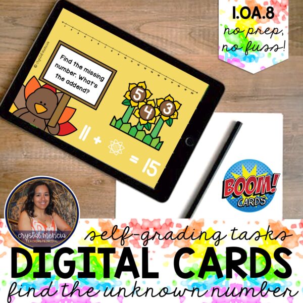 Find the Unknown Number: Addition & Subtraction Turkey Boom Cards™ (1OA8)