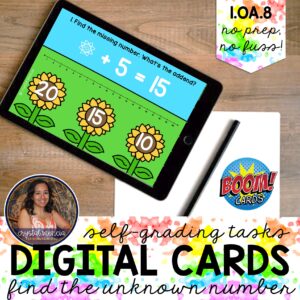 Find the Unknown Number: Addition & Subtraction Sunflower Boom Cards™ (1OA8)