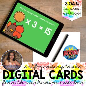 Find the Unknown Number: Multiplication & Division Turkey Boom Cards™