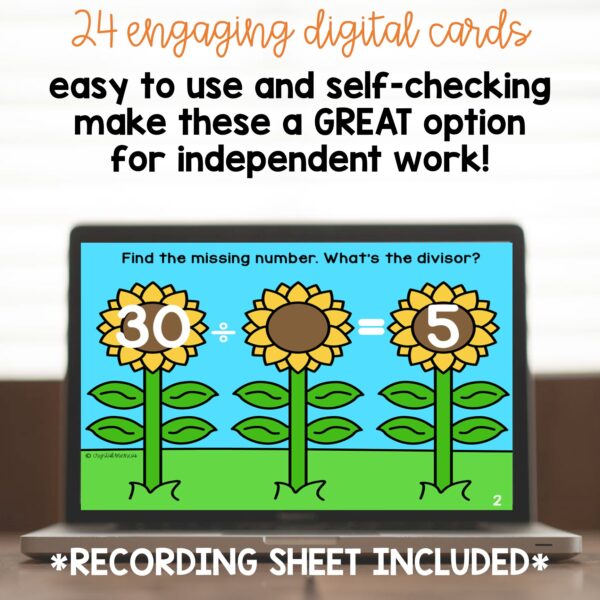 Find the Unknown Number: Multiplication & Division Sunflower Boom Cards™ - Image 2