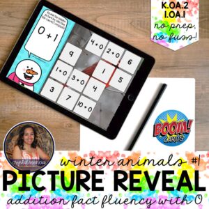 Adding 0 Fact Fluency Reveal a Picture Boom Cards™ (1.OA.1 & K.OA.2)