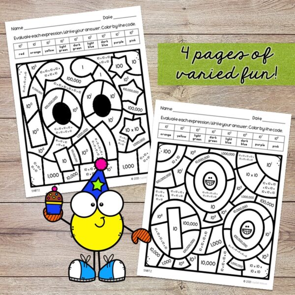 Powers of Ten Exponents Color by Code 100th Day of School (5NBT2) - Image 3