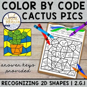 Recognizing 2D Shapes by Side Color by Code Cactus (2G1)