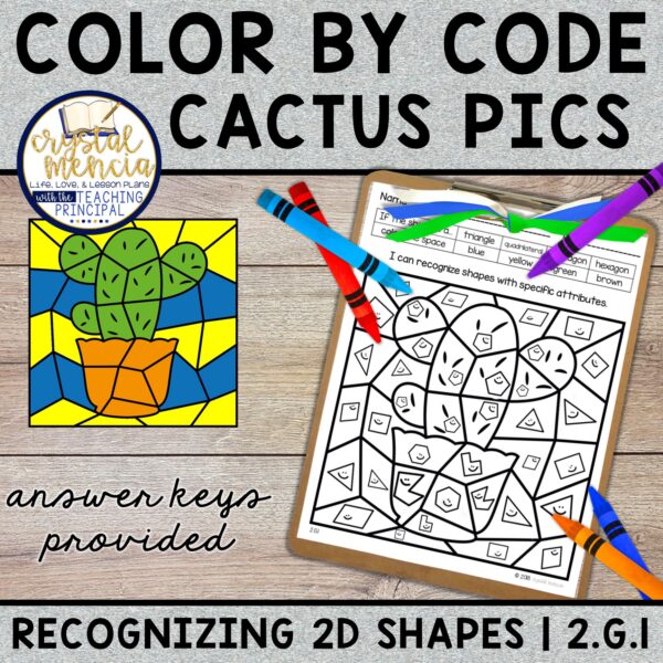 Recognizing 2D Shapes by Side Color by Code Cactus (2G1)