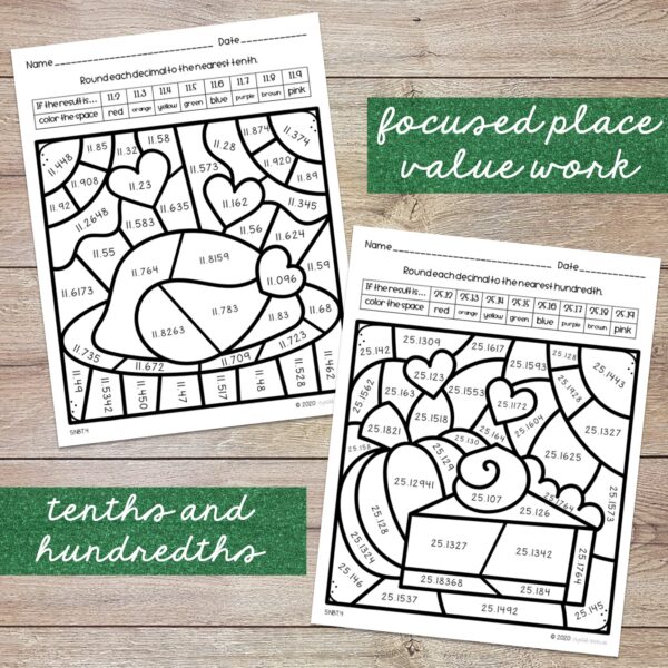 Rounding Decimals Color by Code Thanksgiving (5NBT4) - Image 2