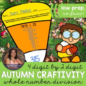 4 digit by 2 digit Division Fall Math Craft (5NBT6)
