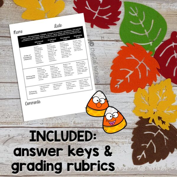Order of Operations Fall Math Craft (5OA1) - Image 3