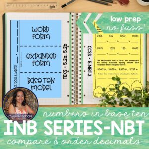 Read, Write, & Compare Decimals Interactive Notebook Series (5NBT3)