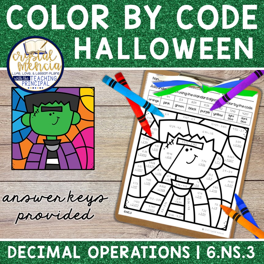 Decimal Operations Color by Code Halloween (6NS3) - Crystal Mencia