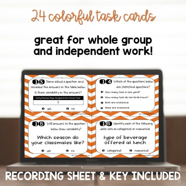 6SP1 Identifying Statistical Questions QR Math Task Cards - Image 4