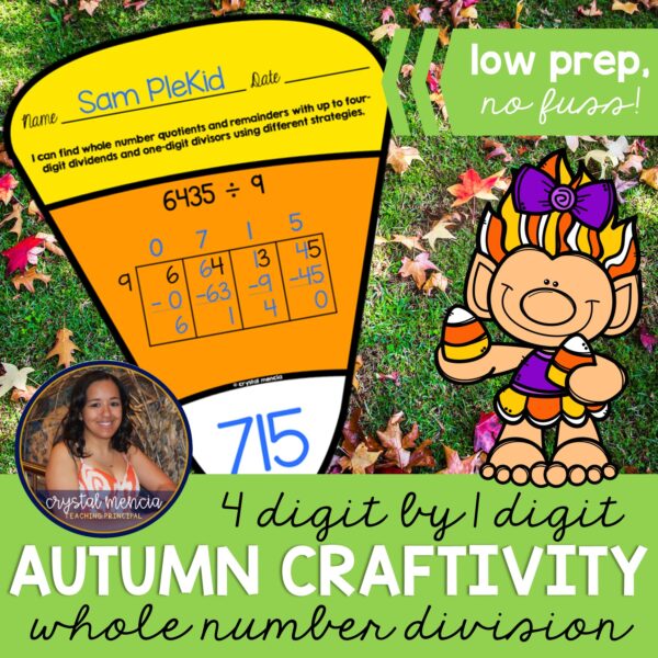 Whole Number Division with Remainders Fall Math Craft (4NBT6)