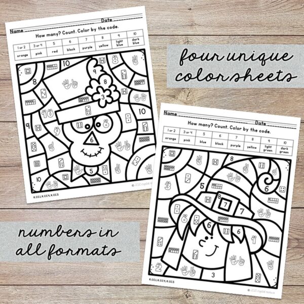 Subitizing 1 to 10 Color by Code Halloween - Image 2