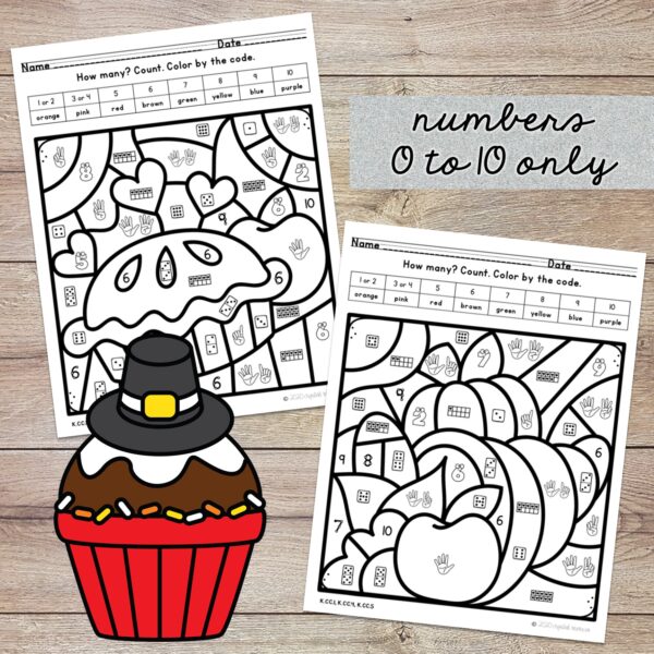 Subitizing 1 to 10 Color by Code Thanksgiving - Image 3