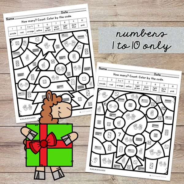 Subitizing 1 to 10 Color by Code Christmas - Image 3