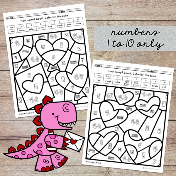 Subitizing 1 to 10 Color by Code Valentine - Image 3