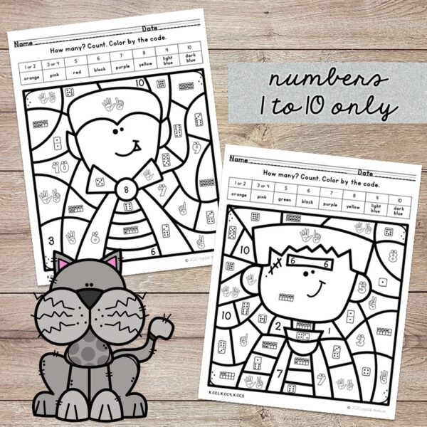 Subitizing 1 to 10 Color by Code Halloween - Image 3