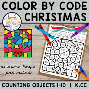 Subitizing 1 to 10 Color by Code Christmas