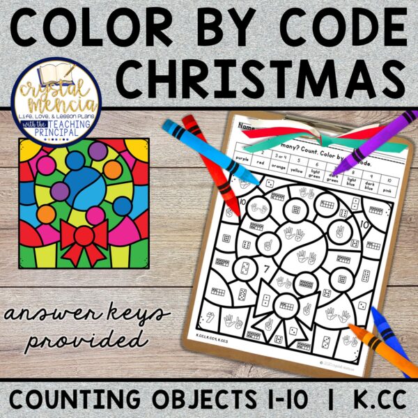 Subitizing 1 to 10 Color by Code Christmas