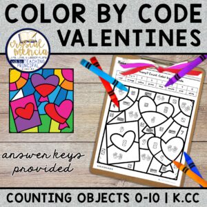 Subitizing 1 to 10 Color by Code Valentine