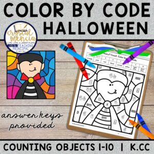 Subitizing 1 to 10 Color by Code Halloween