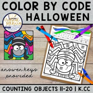 Counting 11 to 20 Color by Code Halloween
