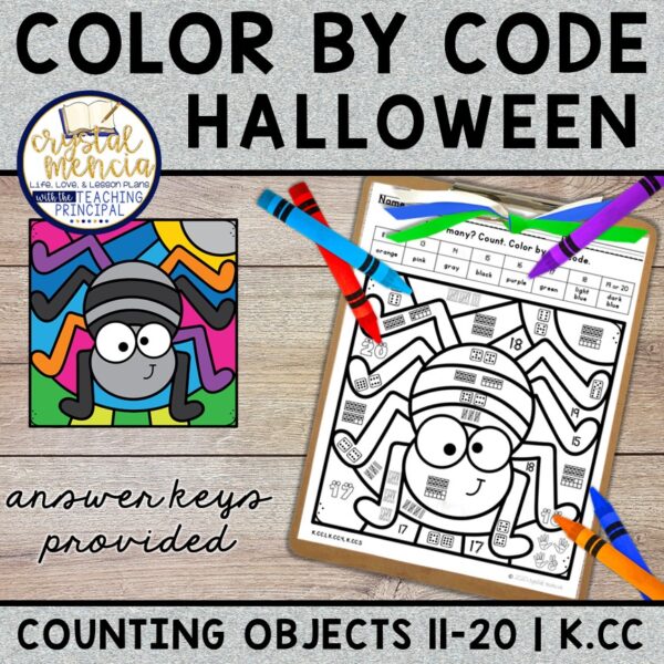 Counting 11 to 20 Color by Code Halloween