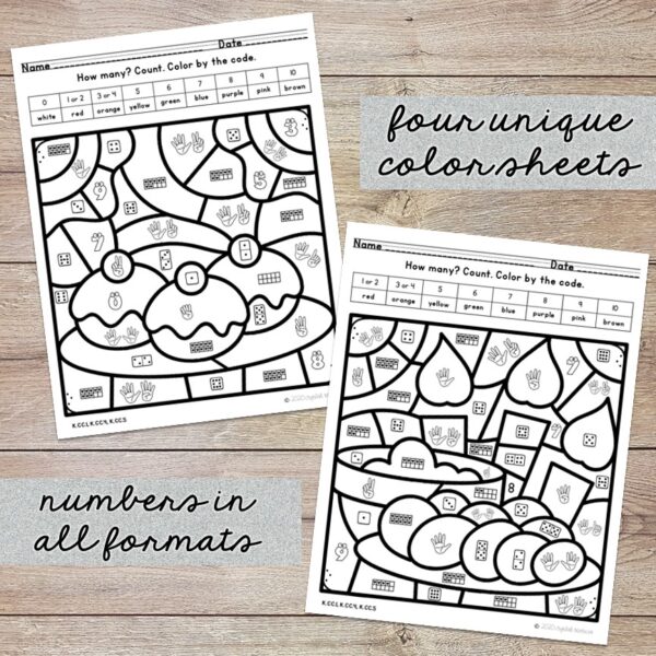 Subitizing Numbers 1 to 10 Color by Code Hanukkah - Image 2