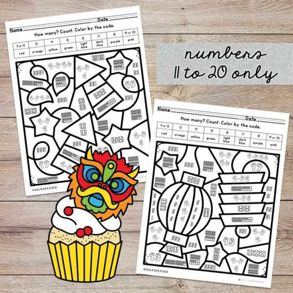Counting 11 to 20 Color by Code Mystery Chinese New Year - Image 3