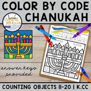 Counting 11 to 20 | Color by Code Hanukkah